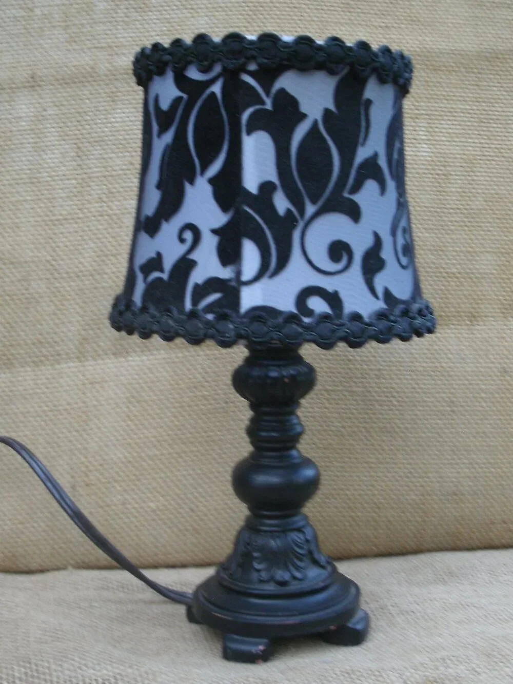 Vintage Victorian Inspired Goth Floral Lamp